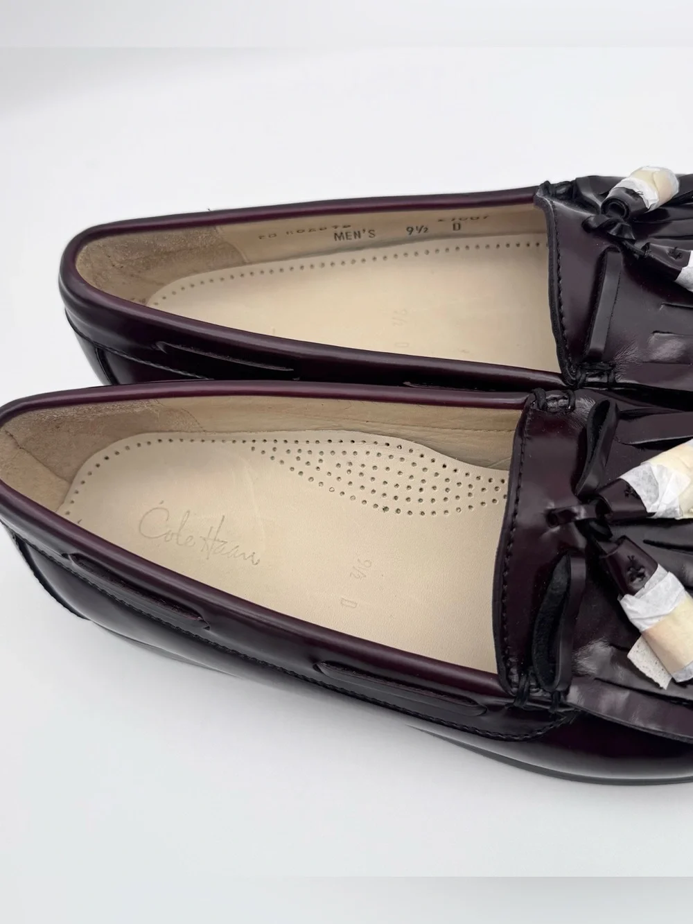 Cole Haan Pinch Tassel Loafers Burgundy Leather Men 9.5 D Dress Shoes NWOB
